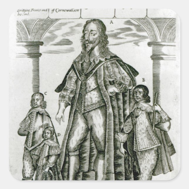 Charles I with his Children Square Sticker (Front)