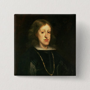 Charles II of Spain 2 Inch Square Button