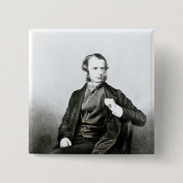 Charles Kingsley 2 Inch Square Button (Front)