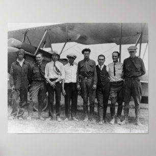 Charles Lindbergh with 7 men, including Poster