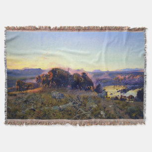 Charles M. Russell When the Land Belonged to God Throw Blanket