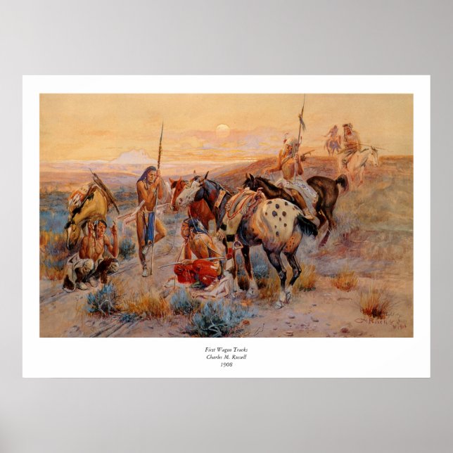 Charles M. Russell's First Wagon Tracks (1908) Poster (Front)