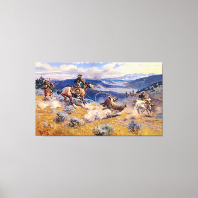 Charles M. Russell's Loops and Swift Horses (1916) Canvas Print (Front)