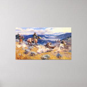 Charles M. Russell's Loops and Swift Horses (1916) Canvas Print