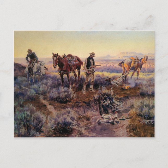 Charles M. Russell's Paying the Fiddler (1919) Postcard (Front)