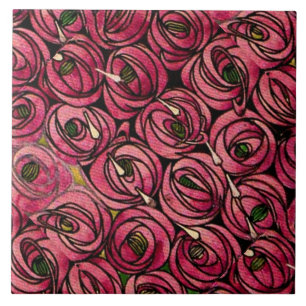 Charles Mackintosh painting, Roses Tile