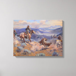 Charles Marion Russell - Loops And Swift Horses Canvas Print
