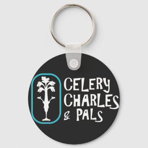 'Charles & Pals' Black Button Keychain