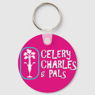 'Charles & Pals' Fuchsia Button Keychain