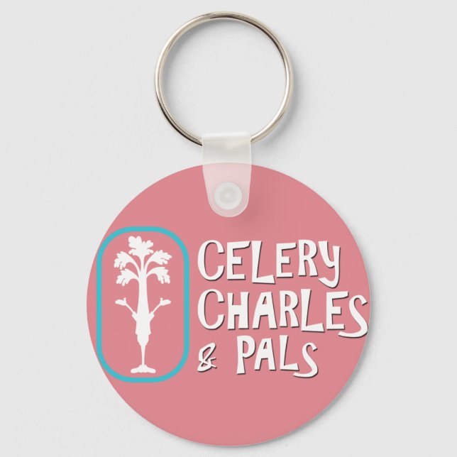 'Charles & Pals' Pink Button Keychain (Front)
