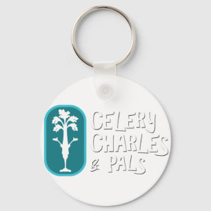 'Charles & Pals' White Button Keychain