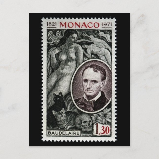 Charles Pierre Baudelaire (1821-1867) Carte postal (Devant)