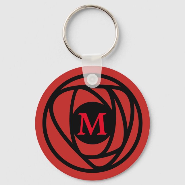 Charles Rennie Mackintosh Arts & Crafts Style Rose Keychain (Front)
