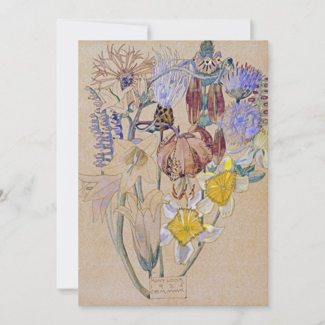 Charles Rennie Mackintosh - Mont Louis  -  Flower Holiday Card (Front)