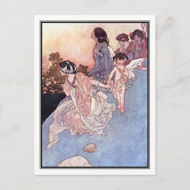 Charles Robinson - Vintage Ladies and Cupid Postcard (Front)