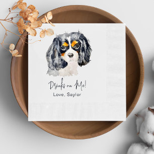 Charles Spaniel Dog Drink On Me Personalized Napkin