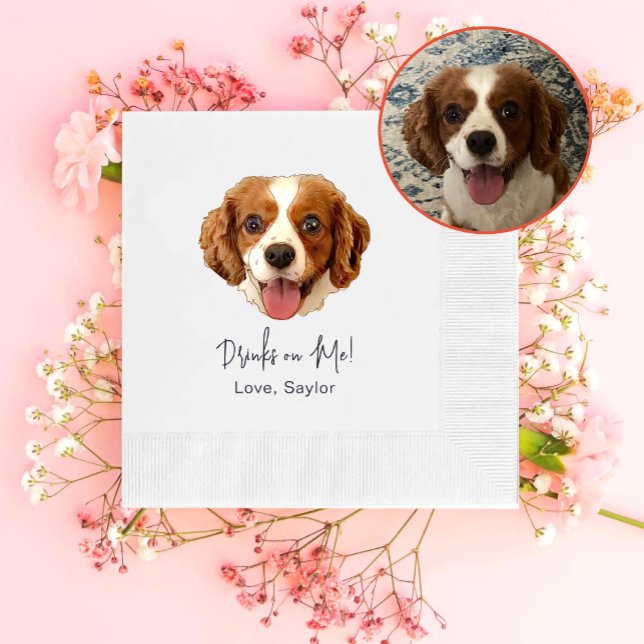 Charles Spaniel Dog Drink On Me Personalized Napkin (Creator Uploaded)