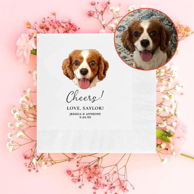 Charles Spaniel Dog Personalized Cheers Napkin (Creator Uploaded)