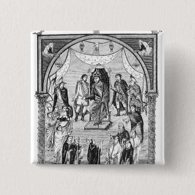 Charles the Bald, King of France 2 Inch Square Button (Front)