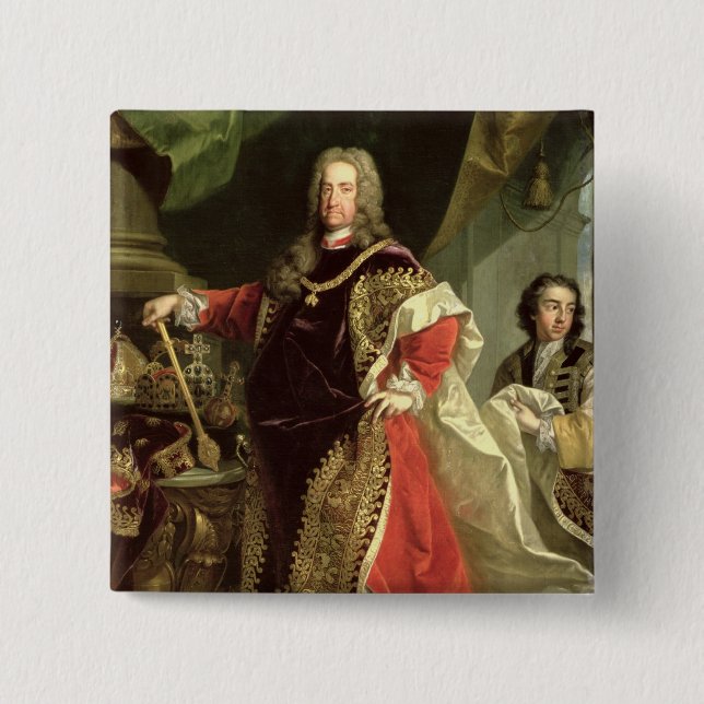 Charles VI , Holy Roman Emperor wearing the 2 Inch Square Button (Front)
