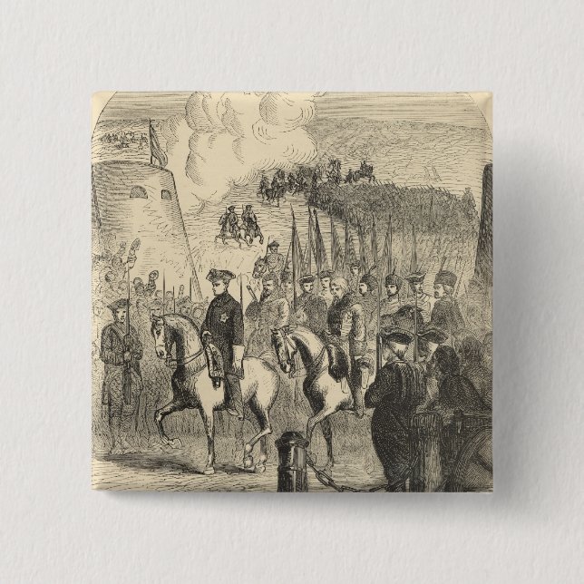 Charles XII of Sweden entering Copenhagen 2 Inch Square Button (Front)