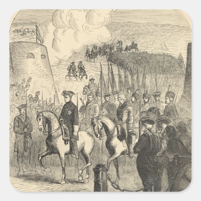 Charles XII of Sweden entering Copenhagen Square Sticker (Front)