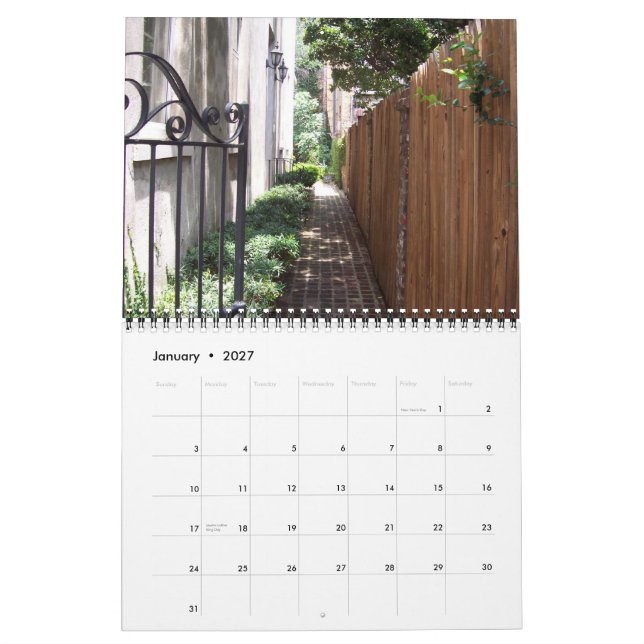 Charleston 2008 calendar (Jan 2027)