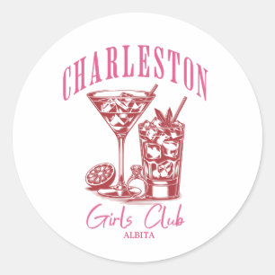 charleston bachelorette cocktail classic round sticker