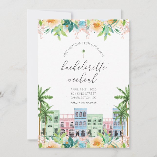 Charleston Bachelorette Invitation and Itinerary (Front)
