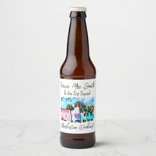 Charleston Bachelorette Party Beer Label (Front)