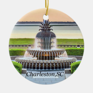Charleston Christmas Ornament, Pineapple Fountain, Ceramic Ornament