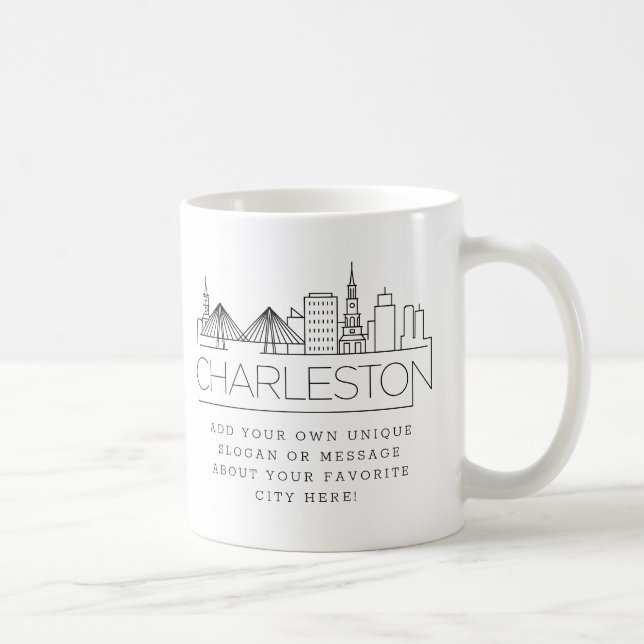 Charleston City Stylized Skyline | Custom Slogan Coffee Mug (Right)