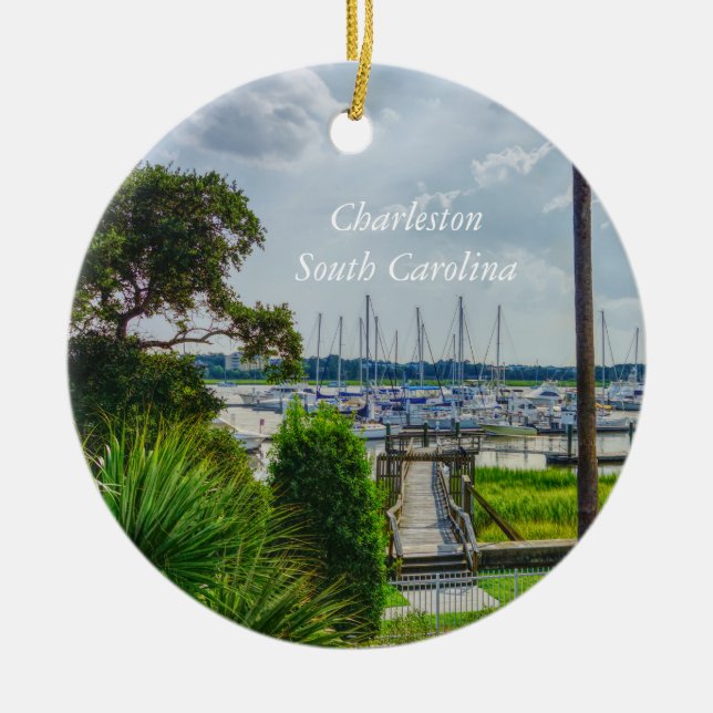 Charleston Harbor Ceramic Ornament (Front)