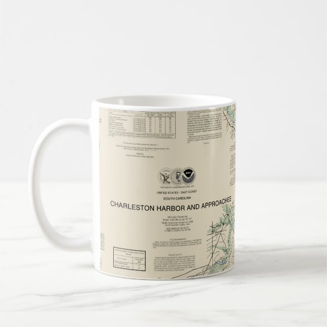 Charleston Harbour and Approaches Nautical Chart Coffee Mug (Left)