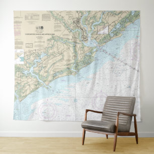 Charleston Harbour and Approaches Nautical Chart Tapestry