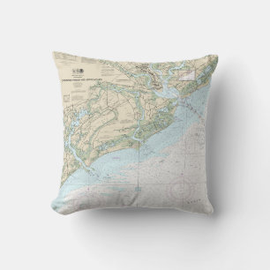 Charleston Harbour and Approaches Nautical Chart Throw Pillow