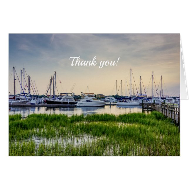 Charleston Harbour Boats Sunset Carte de remerciem (Devant Horizontal)