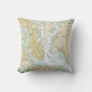 Charleston Harbour Nautical Chart 11524 Throw Pillow