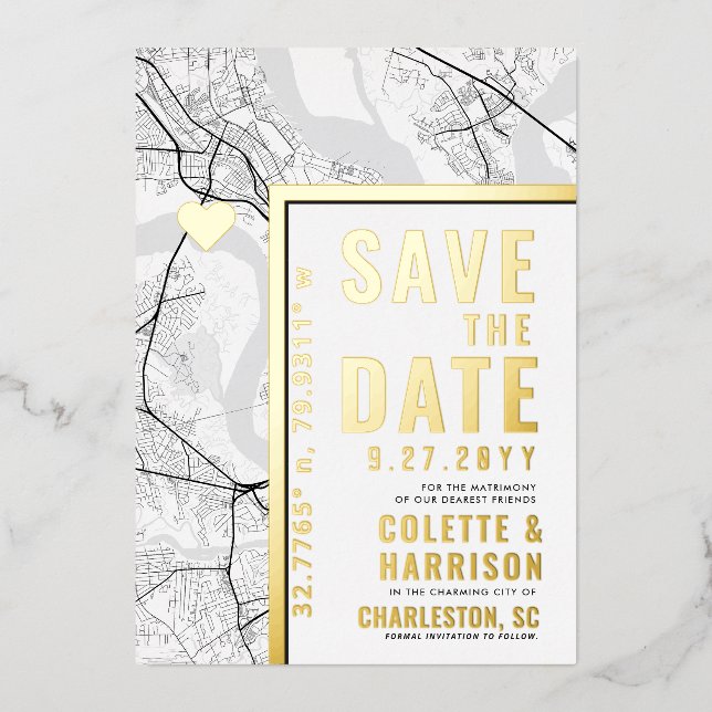 Charleston Love Locator | Wedding Save the Date (Front)