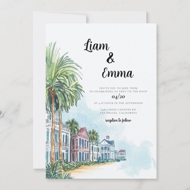 Charleston Mariage Destination Invitation (Devant)