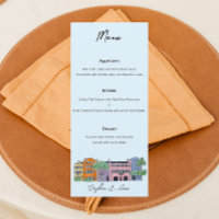 Charleston Menu for Wedding Watercolor design 