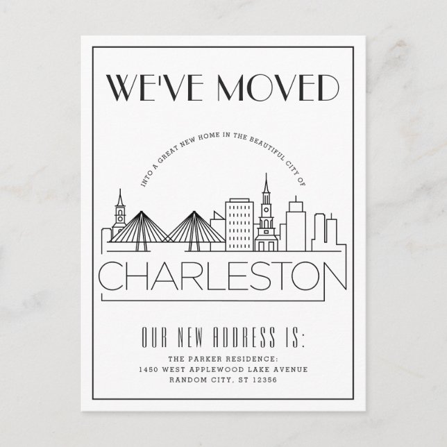 Charleston Modern Deco | Change of Address Announcement Postcard (Front)