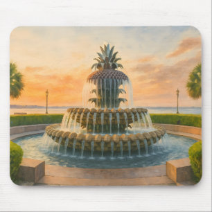 Charleston Pineapple Fountain Watercolor Mouse Pad