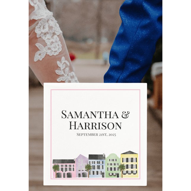 Charleston Rainbow Row Custom Wedding Napkin (Creator Uploaded)
