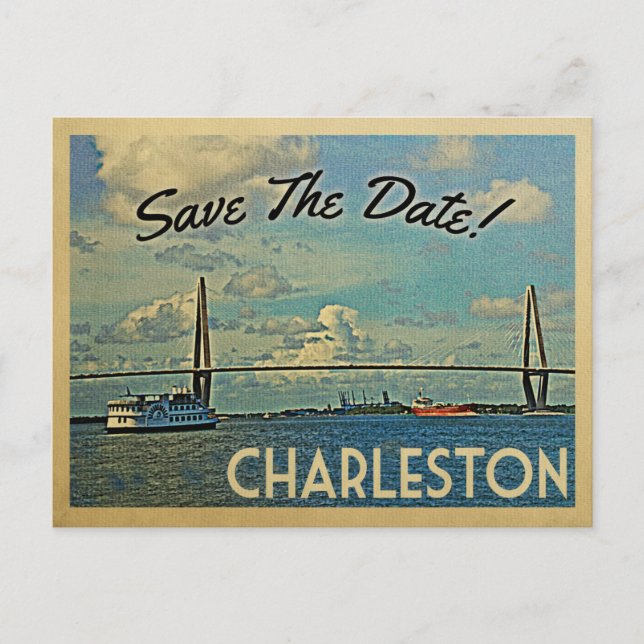 Charleston Save The Date Vintage Postcards (Front)