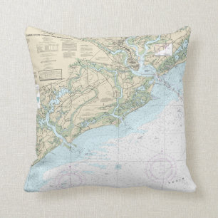 Charleston, SC Harbour Nautical Chart Pillow