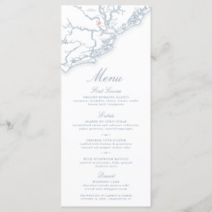 Charleston SC Map Elegant Dusty Blue Wedding Menu