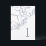 Charleston SC Map Wedding Table Number Cards<br><div class="desc">Enhance your Charleston wedding with these elegant dusty blue Lowcountry South Carolina map-themed table numbers. Click "Personalize" to change the numbers, and add each one to your cart. Make sure to click "add to cart" after you customize each card. For double sided, print 2 of each card and glue them...</div>