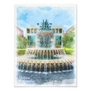 Charleston SC Pineapple Fountain Print