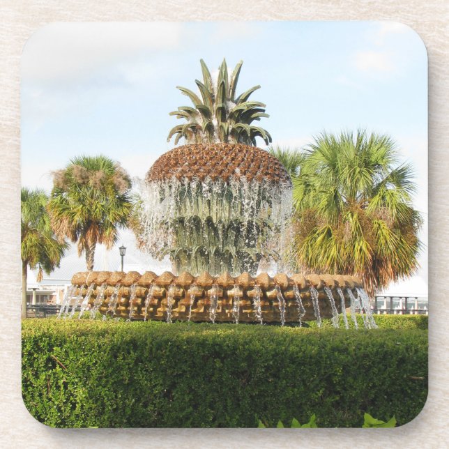 Charleston SC Pineapple Fountain, Waterfront Park Coaster (Front)